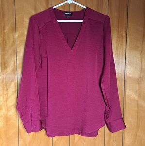 Magenta V-Neck Blouse